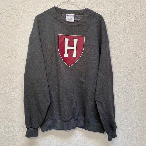 Champion Harvard University Crew Neck Men’s XL Grey Crimson Pullover Sweatshirt - Picture 1 of 8